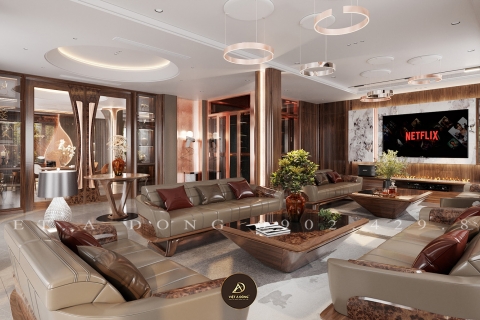 Thiết kế - Thi công nội thất biệt thự gỗ óc chó tại Hải Phòng - Anh Thạch